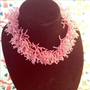 Vintage Pink Multi-Strand Beaded Choker Necklace